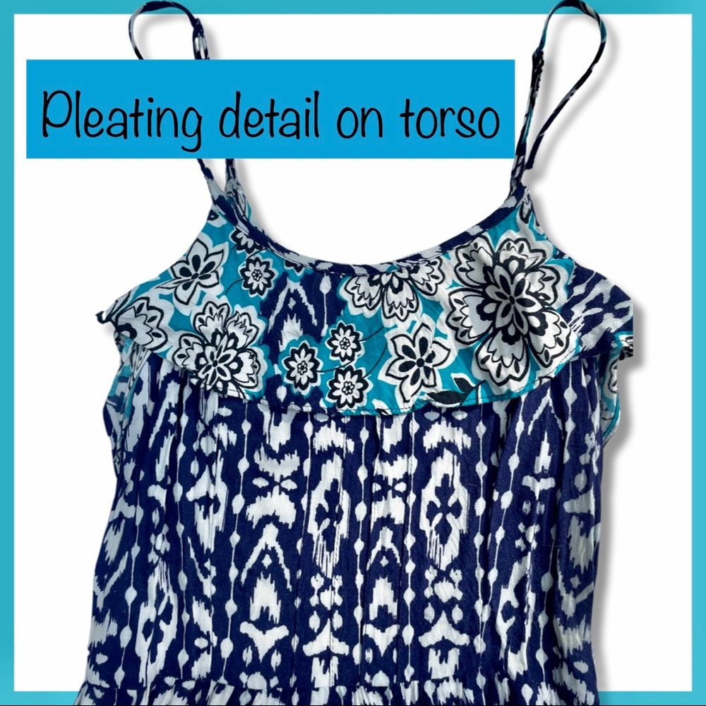 Blue Pattern Boho Dress with Ruffle - Picture 3 of 5
